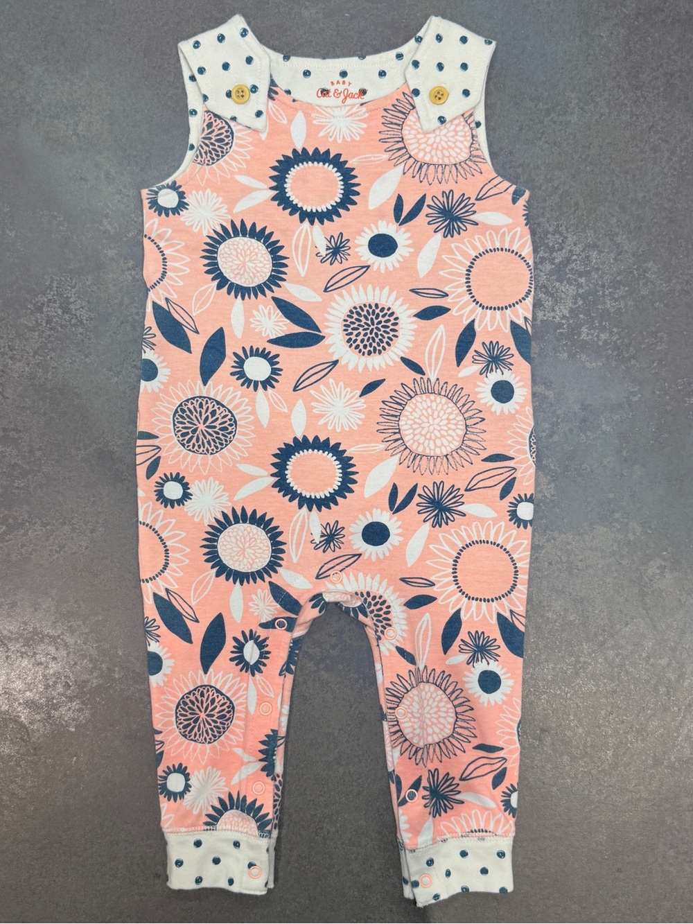 Cat & Jack Baby 6-9M Coral Floral Sleeveless Body Romper Overall